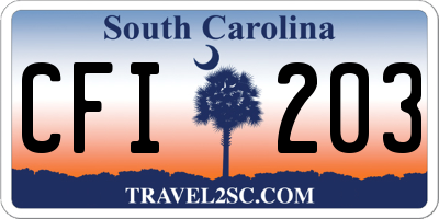 SC license plate CFI203