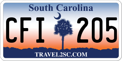SC license plate CFI205