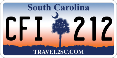SC license plate CFI212