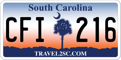 SC license plate CFI216