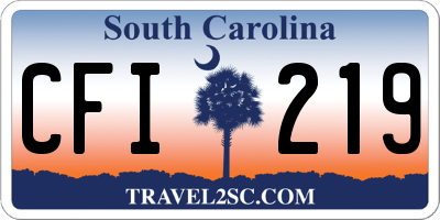 SC license plate CFI219