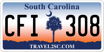 SC license plate CFI308