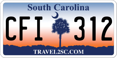 SC license plate CFI312