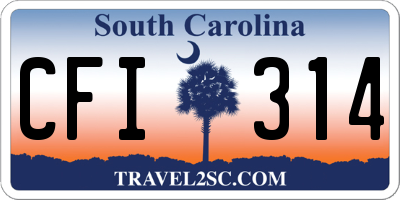 SC license plate CFI314