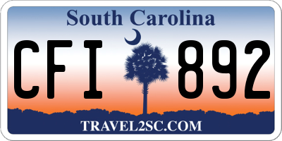 SC license plate CFI892