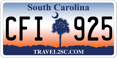 SC license plate CFI925
