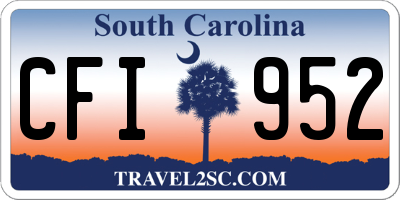 SC license plate CFI952