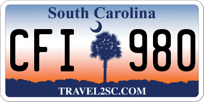 SC license plate CFI980