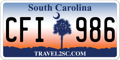 SC license plate CFI986
