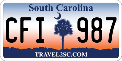 SC license plate CFI987