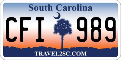 SC license plate CFI989
