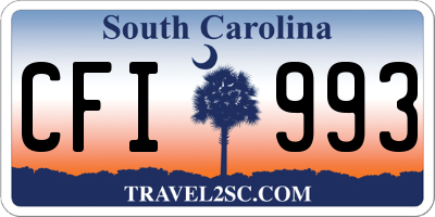 SC license plate CFI993