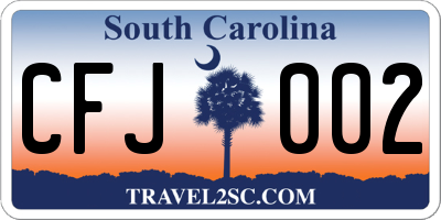 SC license plate CFJ002