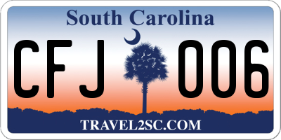 SC license plate CFJ006