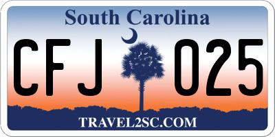 SC license plate CFJ025