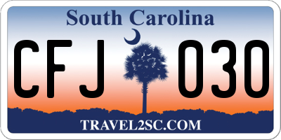 SC license plate CFJ030