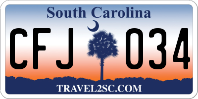 SC license plate CFJ034