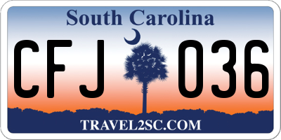 SC license plate CFJ036