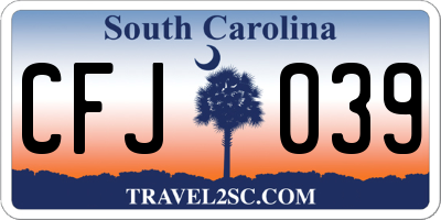 SC license plate CFJ039