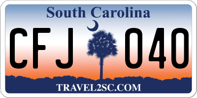 SC license plate CFJ040