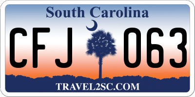 SC license plate CFJ063