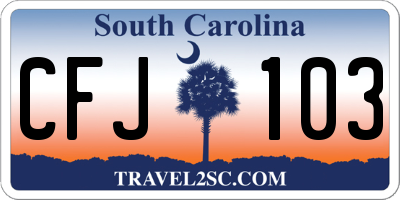 SC license plate CFJ103