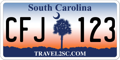 SC license plate CFJ123
