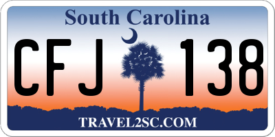 SC license plate CFJ138