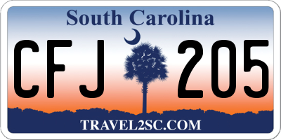 SC license plate CFJ205
