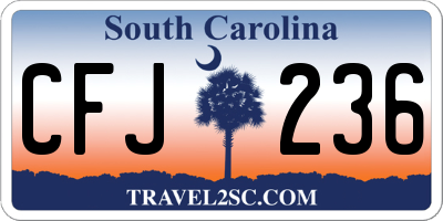 SC license plate CFJ236