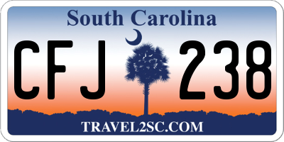 SC license plate CFJ238