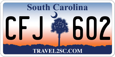 SC license plate CFJ602