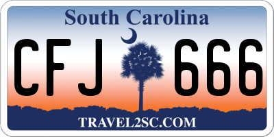 SC license plate CFJ666