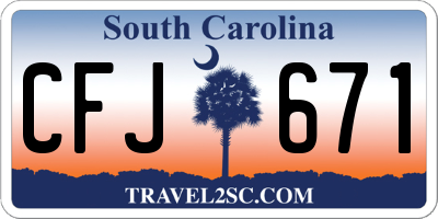 SC license plate CFJ671