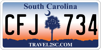 SC license plate CFJ734