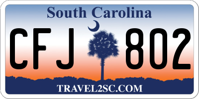 SC license plate CFJ802