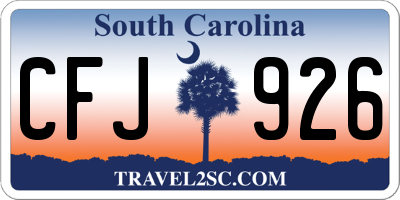 SC license plate CFJ926