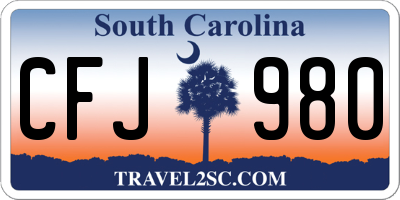 SC license plate CFJ980