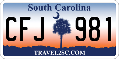 SC license plate CFJ981