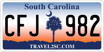 SC license plate CFJ982