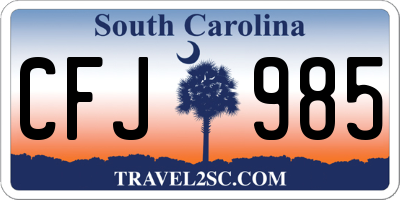SC license plate CFJ985