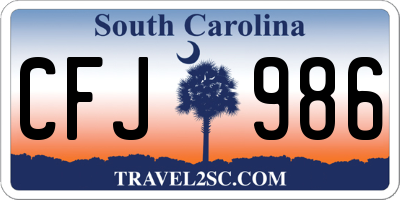 SC license plate CFJ986