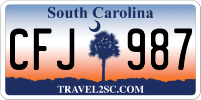 SC license plate CFJ987