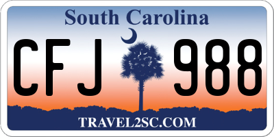 SC license plate CFJ988