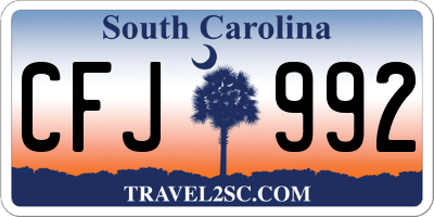 SC license plate CFJ992