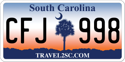 SC license plate CFJ998