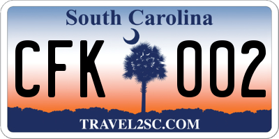 SC license plate CFK002