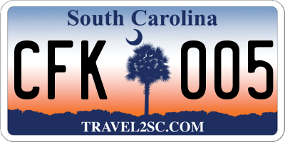 SC license plate CFK005
