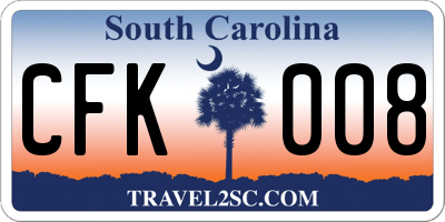 SC license plate CFK008