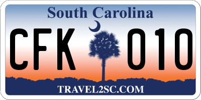 SC license plate CFK010